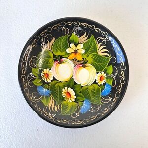 Vintage Russian‎ Zhostovo Plate Wall Decor Handpainted Floral Folk Art